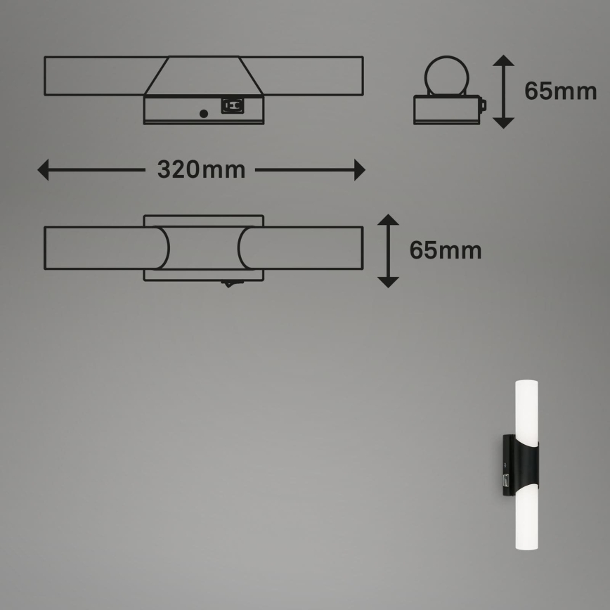 Briloner 2111-015 - LED Koupelnové osvětlení zrcadla LED/6,5W/230V 32 cm černá