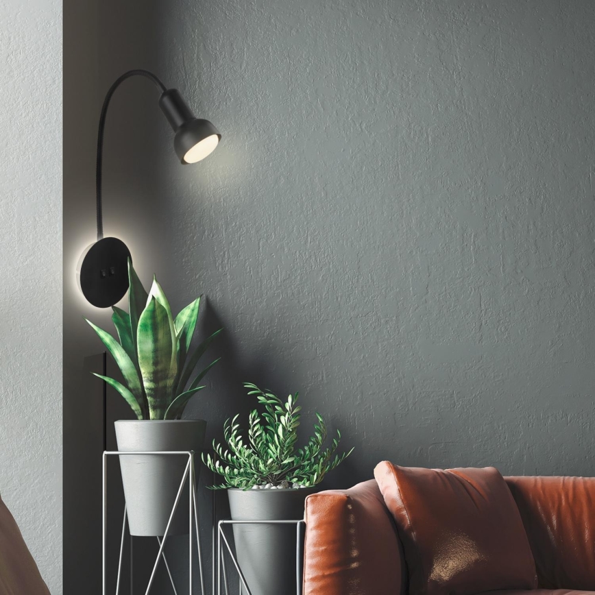 Briloner 2178015 - LED Nástěnná flexibilní lampa 1xE14/10W/230V + LED/3W černá