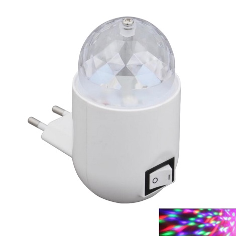 Briloner 2668-016 - LED RGB lampa do zásuvky s vypínačem NIGHT 1xLED/3W/230V