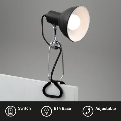 Briloner 2790-015 - Lampa s klipem FIX 1xE14/8W/230V černá/lesklý chrom