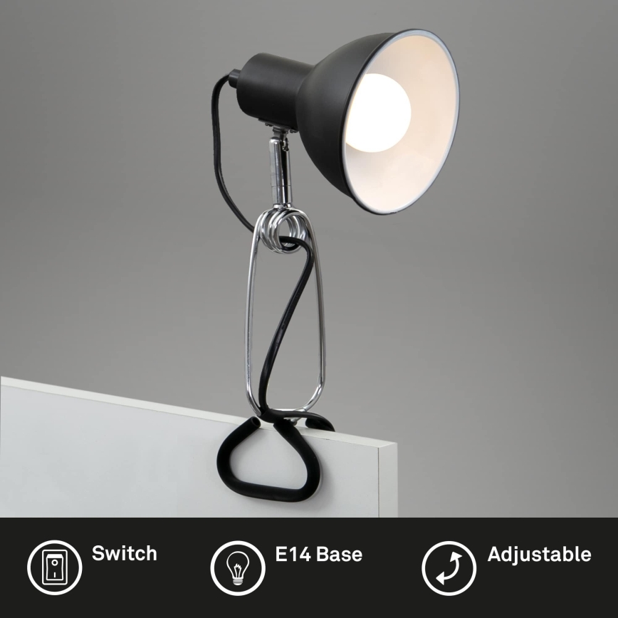 Briloner 2790-015 - Lampa s klipem FIX 1xE14/8W/230V černá/lesklý chrom