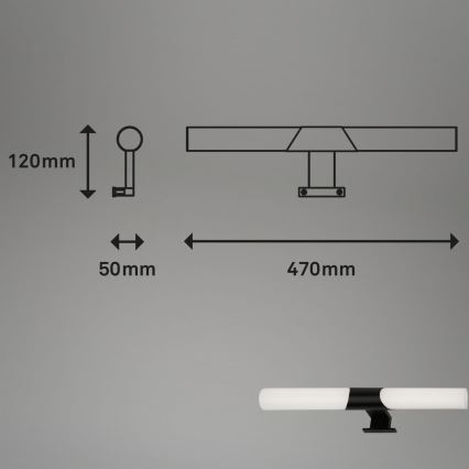 Briloner 3113-115 - LED Koupelnové osvětlení zrcadla LED/12W/230V IP44 47 cm černá