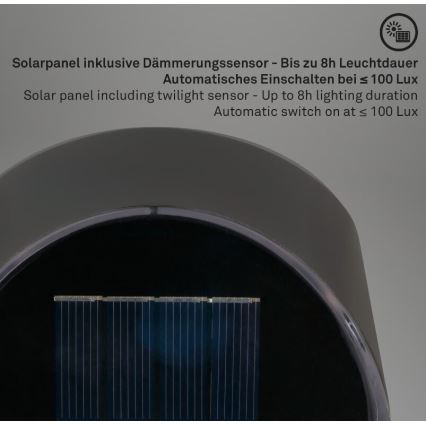 Briloner 3133015 - LED Solární nástěnné svítidlo LED/2W/3,7V IP44 3000K