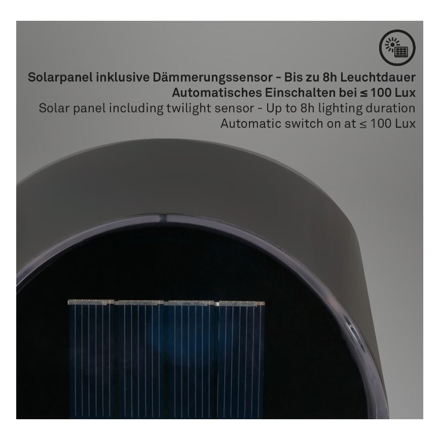 Briloner 3133015 - LED Solární nástěnné svítidlo LED/2W/3,7V IP44 3000K