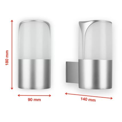 Briloner 320304TF - Venkovní nástěnné svítidlo 1xE27/12W/230V IP44 stříbrná