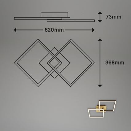 Briloner 3210-017 - LED Stmívatelné stropní svítidlo FRAME 2xLED/11W/230V zlatá