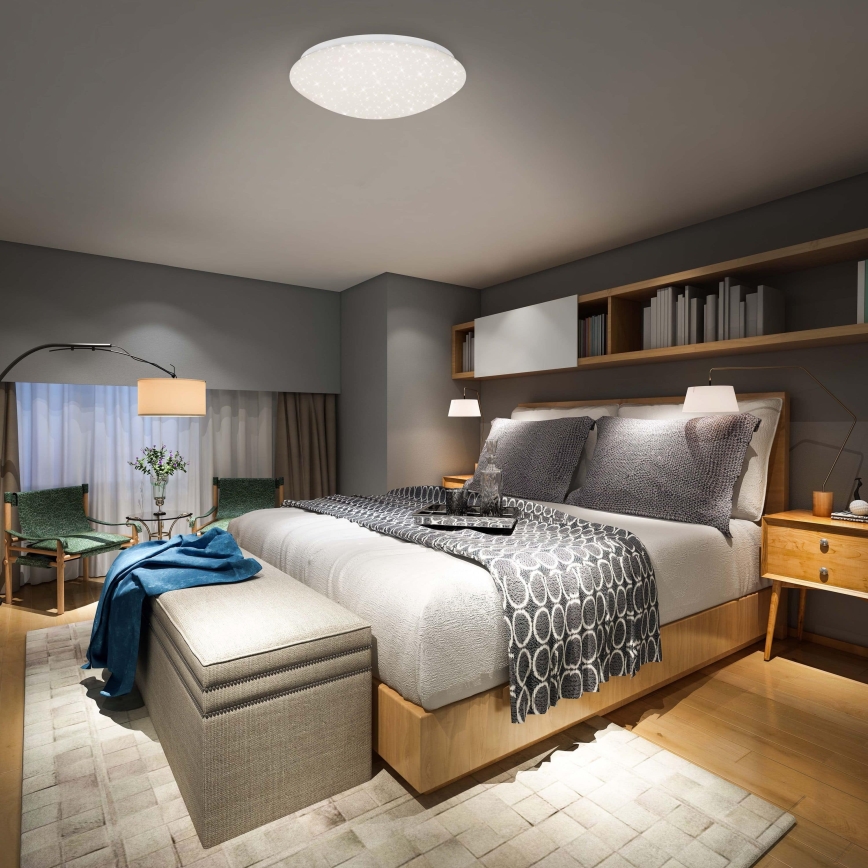 Briloner 3373-016 - LED Stmívatelné stropní svítidlo STARRY LED/15W/230V 3000-6500K pr. 28 cm bílá + dálkové ovládání