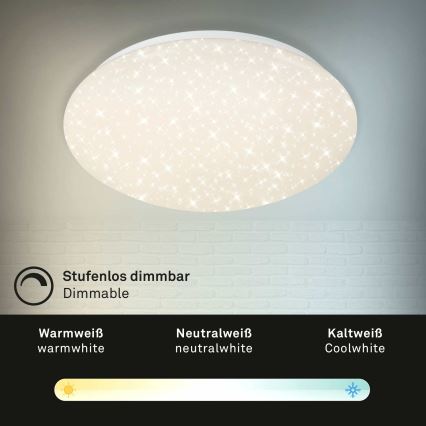 Briloner 3373-016 - LED Stmívatelné stropní svítidlo STARRY LED/15W/230V 3000-6500K pr. 28 cm bílá + dálkové ovládání
