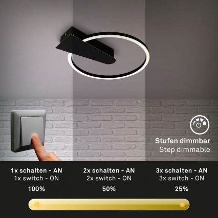 Briloner 3542-015 - LED Stmívatelné stropní svítidlo NICO LED/12W/230V černá