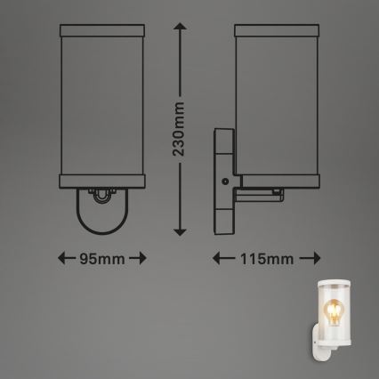 Briloner 3600-016 - Venkovní nástěnné svítidlo KAIRO 1xE27/12W/230V IP44 bílá