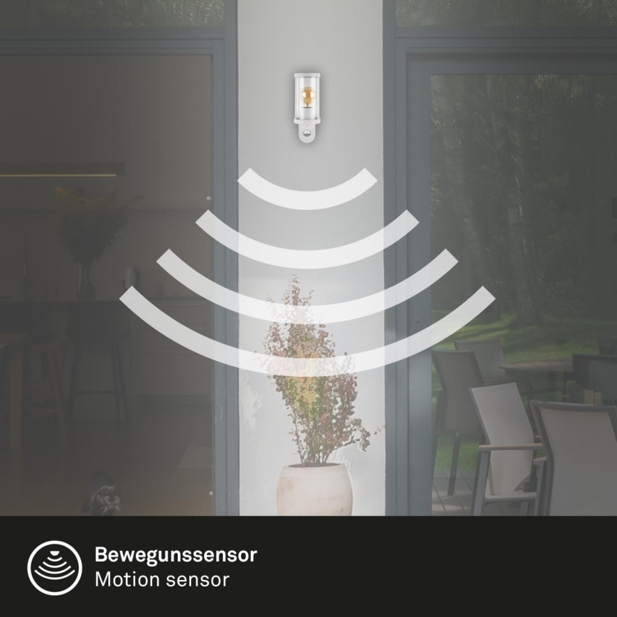 Briloner 3628-016 - Venkovní nástěnné svítidlo se senzorem KAIRO 1xE27/12W/230V IP44 bílá
