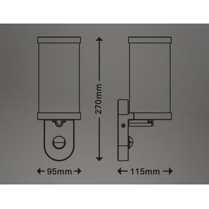 Briloner 3628-016 - Venkovní nástěnné svítidlo se senzorem KAIRO 1xE27/12W/230V IP44 bílá