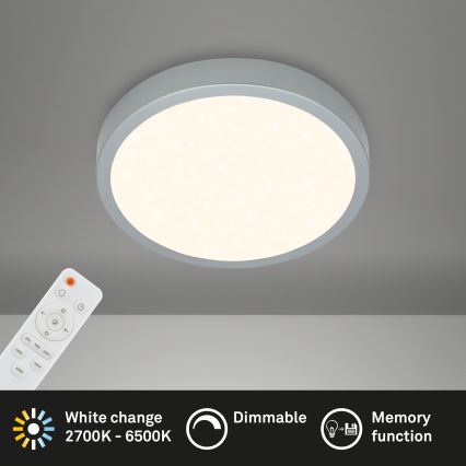 Briloner 3701-014 - LED Stmívatelné stropní svítidlo RUNA LED/18W/230V 2700-6500K stříbrná + dálkové ovládání
