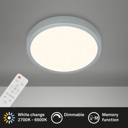 Briloner 3701-014 - LED Stmívatelné stropní svítidlo RUNA LED/18W/230V 2700-6500K stříbrná + dálkové ovládání