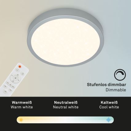 Briloner 3701-014 - LED Stmívatelné stropní svítidlo RUNA LED/18W/230V 2700-6500K stříbrná + dálkové ovládání