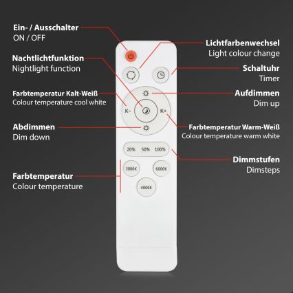 Briloner 3701-014 - LED Stmívatelné stropní svítidlo RUNA LED/18W/230V 2700-6500K stříbrná + dálkové ovládání