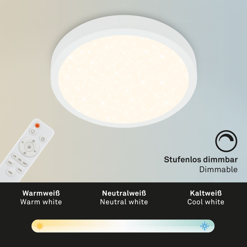Briloner 3701-016 - LED Stmívatelné stropní svítidlo RUNA LED/18W/230V 2700-6500K bílá + dálkové ovládání