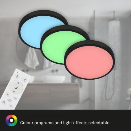 Briloner 3709-015 - LED RGBW Stmívatelné stropní svítidlo LED/22W/230V 4000K pr. 38 cm černá + dálkové ovládání