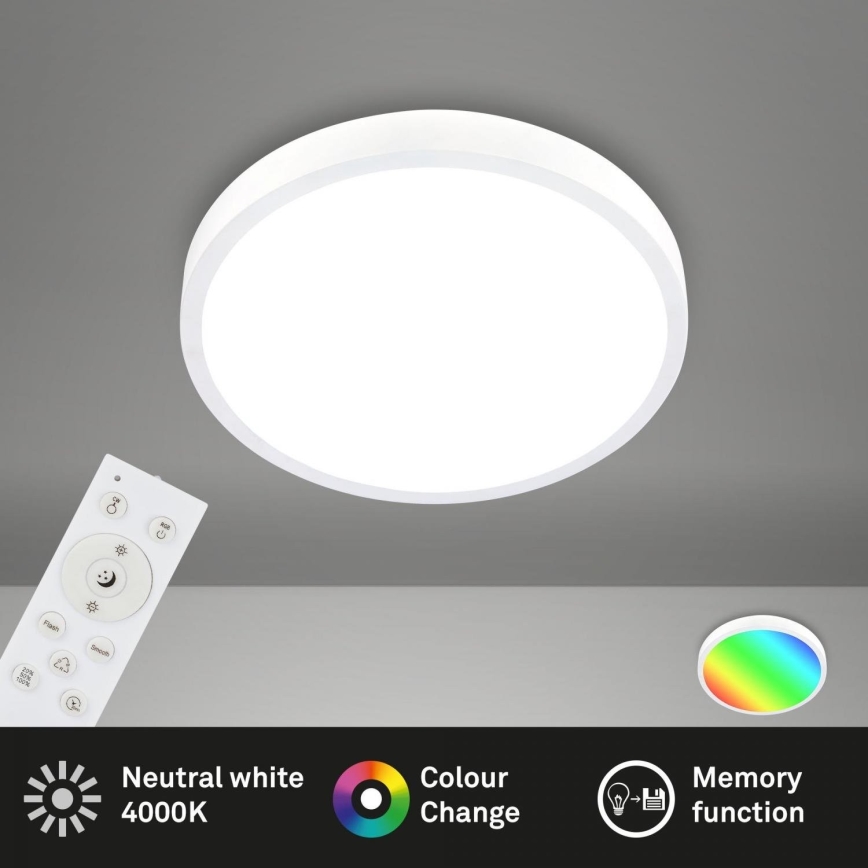 Briloner 3709-016 - LED RGBW Stmívatelné stropní svítidlo LED/22W/230V 4000K pr. 38 cm bílá + dálkové ovládání