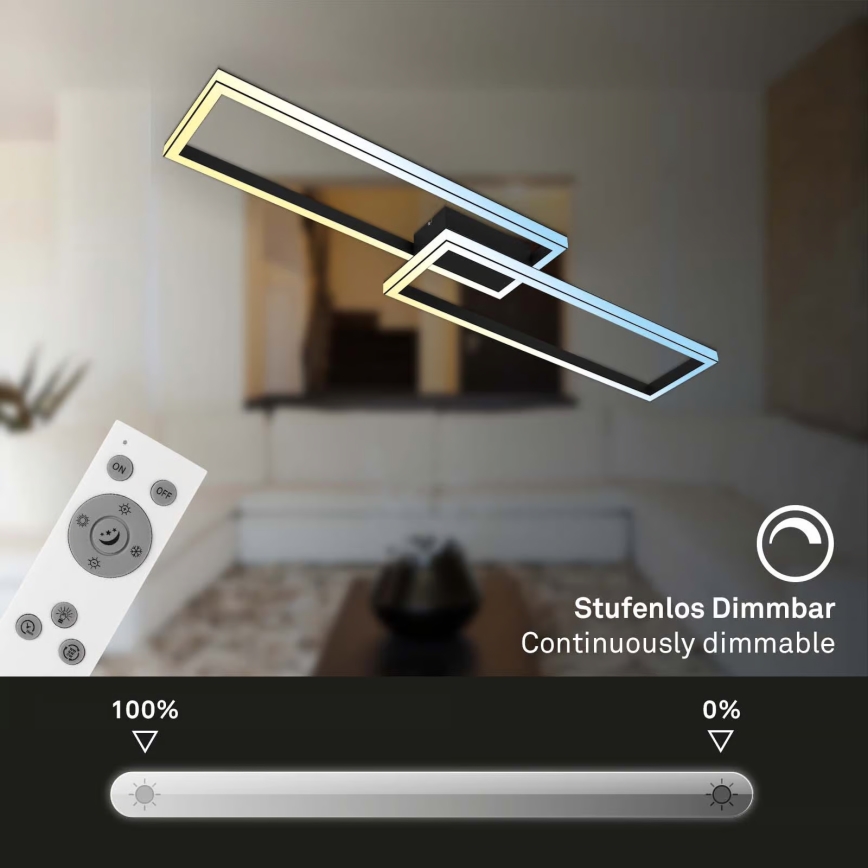 Briloner 3761015 - LED Stmívatelné stropní svítidlo LED/45W/230V 2700-6500K černá + dálkové ovládání