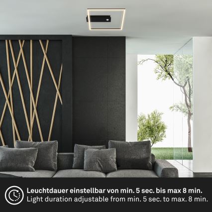 Briloner 3770-015 - LED Stropní svítidlo se senzorem pohybu a soumraku FRAME LED/14W/230V 3000K 30x32 cm černá