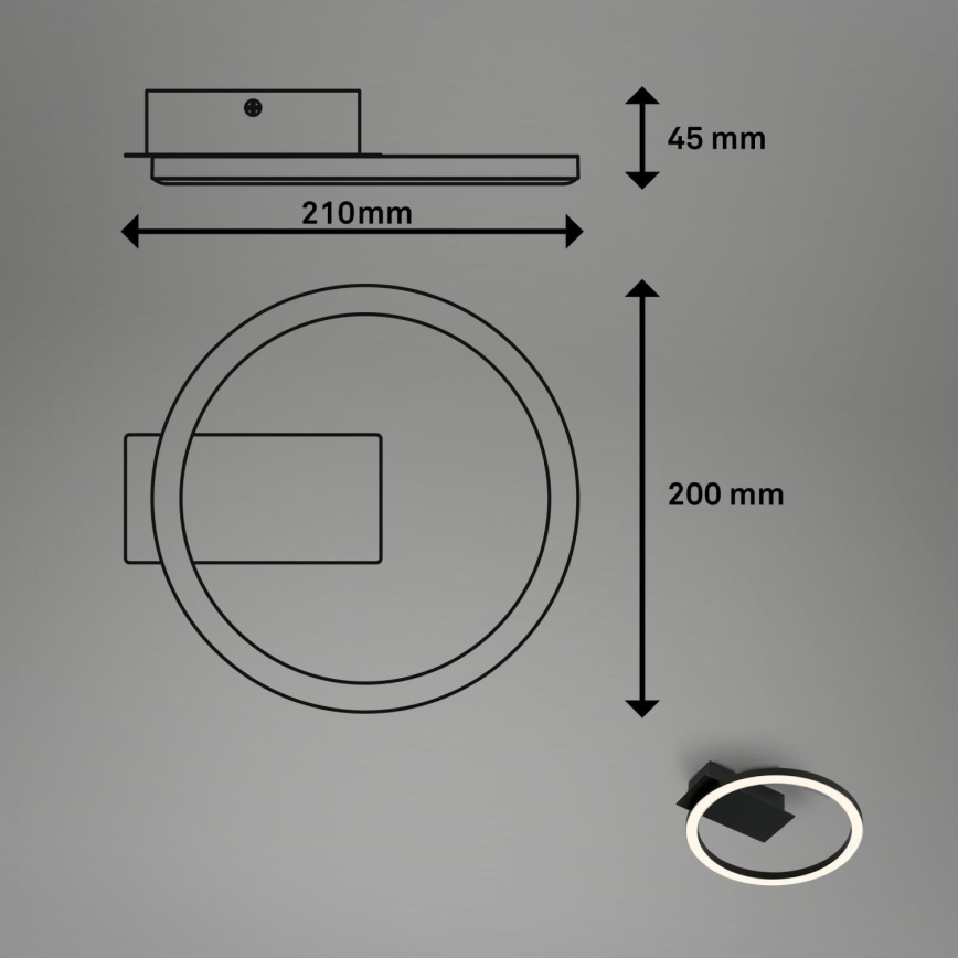 Briloner 3778-015 - LED Stropní svítidlo FRAME LED/5W/230V pr. 20 cm černá