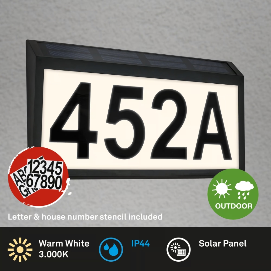Briloner 3797015 - LED Solární domovní číslo LED/0,5W/1,2V 1200 mAh IP44
