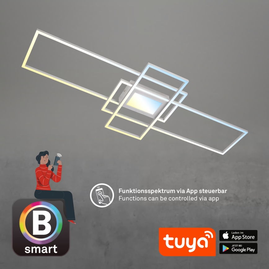Briloner 3812019 - LED Stmívatelné stropní svítidlo RAM LED/56W/230V Wi-Fi Tuya 111x42 cm + dálkové ovládání