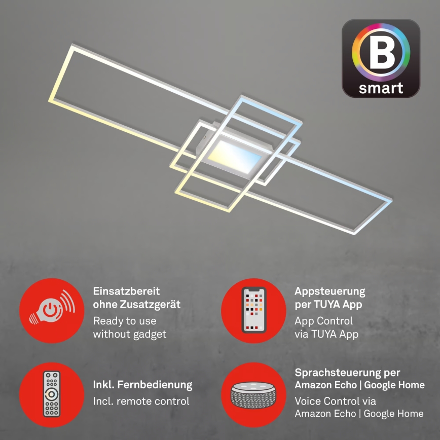 Briloner 3812019 - LED Stmívatelné stropní svítidlo RAM LED/56W/230V Wi-Fi Tuya 111x42 cm + dálkové ovládání