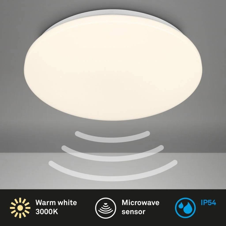 Briloner 3828-016 - LED Koupelnové stropní svítidlo se senzorem pohybu WALK LED/24W/230V IP54 pr. 35 cm bílá
