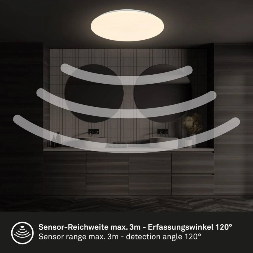 Briloner 3828-016 - LED Koupelnové stropní svítidlo se senzorem pohybu WALK LED/24W/230V IP54 pr. 35 cm bílá