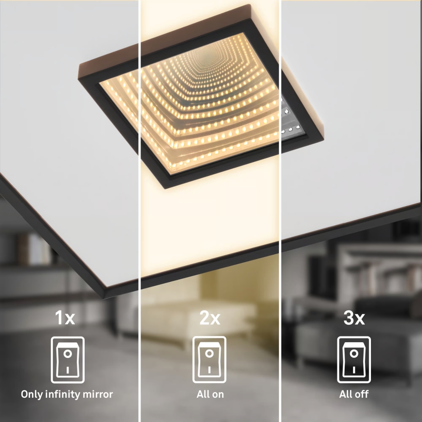 Briloner 3848015 - LED Stropní svítidlo TORO LED/18W/230V 42x42 cm černá