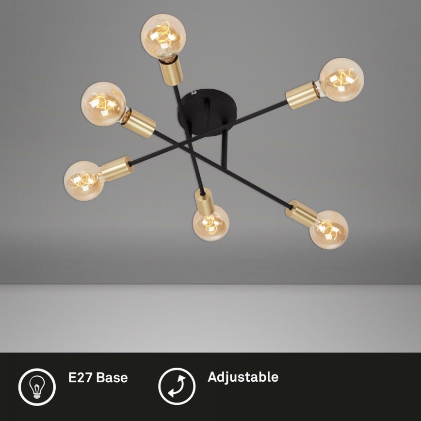 Briloner 3868-065 - LED Přisazený lustr BLACK STEEL 6xE27/60W/230V