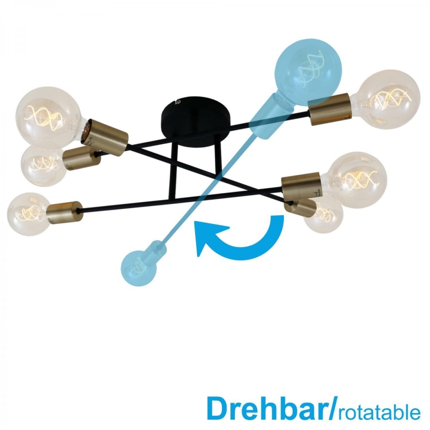 Briloner 3868-065 - LED Přisazený lustr BLACK STEEL 6xE27/60W/230V