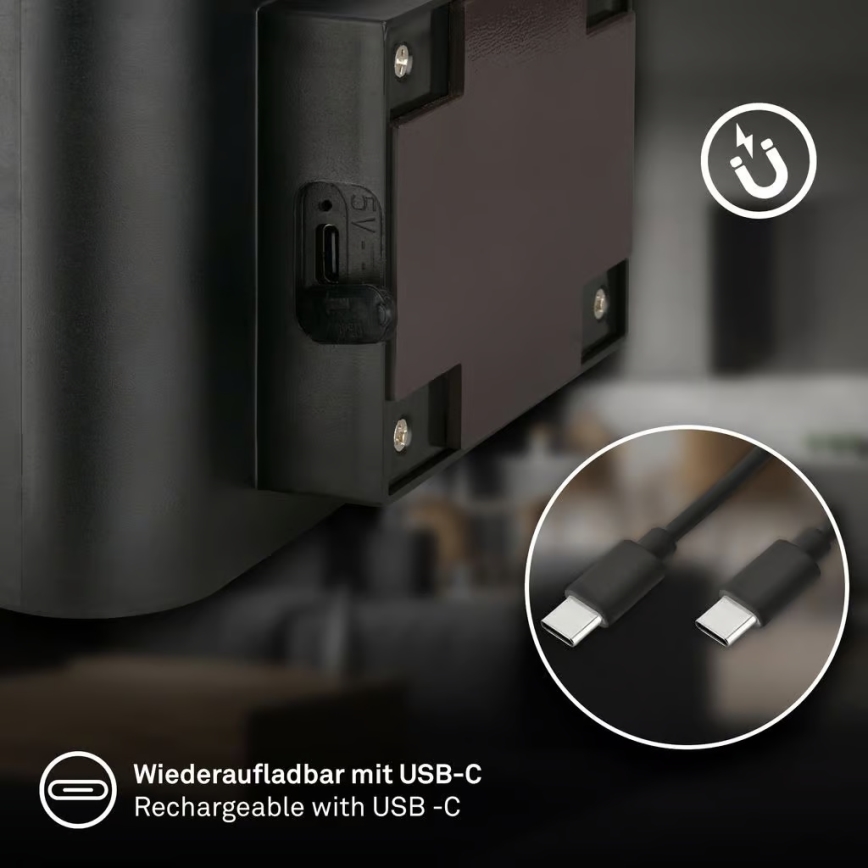 Briloner 3878015 - LED Nabíjecí nástěnné svítidelo se senzorem pohybu a soumraku CHAT LED/3W/5V 2000 mAh černá