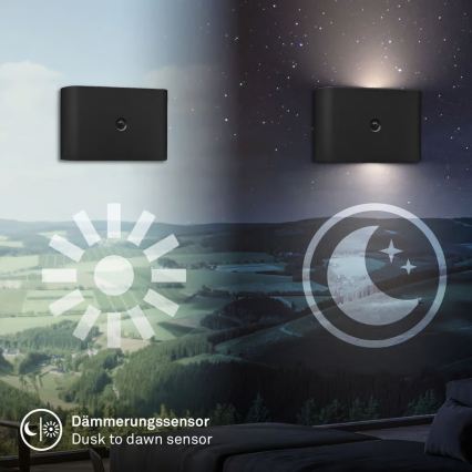 Briloner 3878015 - LED Nabíjecí nástěnné svítidelo se senzorem pohybu a soumraku CHAT LED/3W/5V 2000 mAh černá
