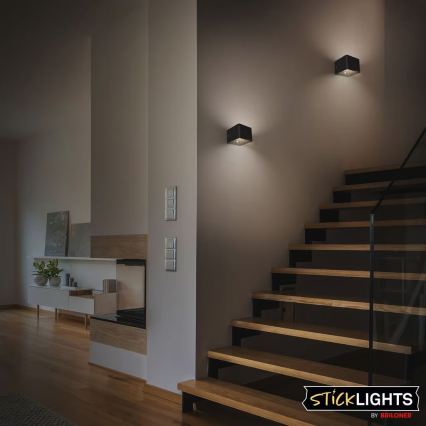 Briloner 3879015 - LED Nabíjecí nástěnné svítidlo se senzorem pohybu a soumraku BORRA LED/1,5W/5V 3600 mAh černá