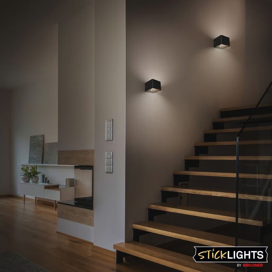 Briloner 3879015 - LED Nabíjecí nástěnné svítidlo se senzorem pohybu a soumraku BORRA LED/1,5W/5V 3600 mAh černá