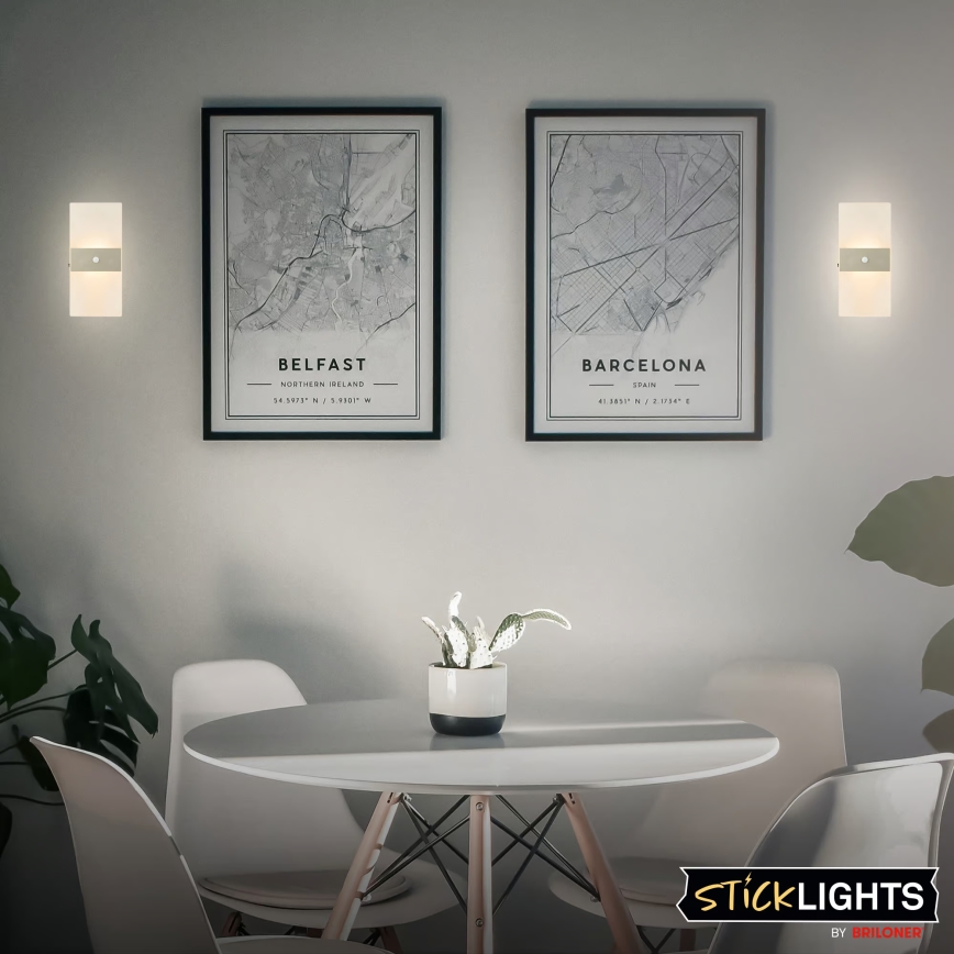Briloner 3888012 - LED Nabíjecí nástěnné svítidlo se senzorem pohybu a soumraku AURA LED/2,5W/5V 1800 mAh matný chrom
