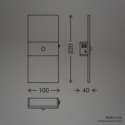 Briloner 3888015 - LED Nabíjecí nástěnné svítidlo se senzorem pohybu a soumraku AURA LED/2,5W/5V 1800 mAh černá