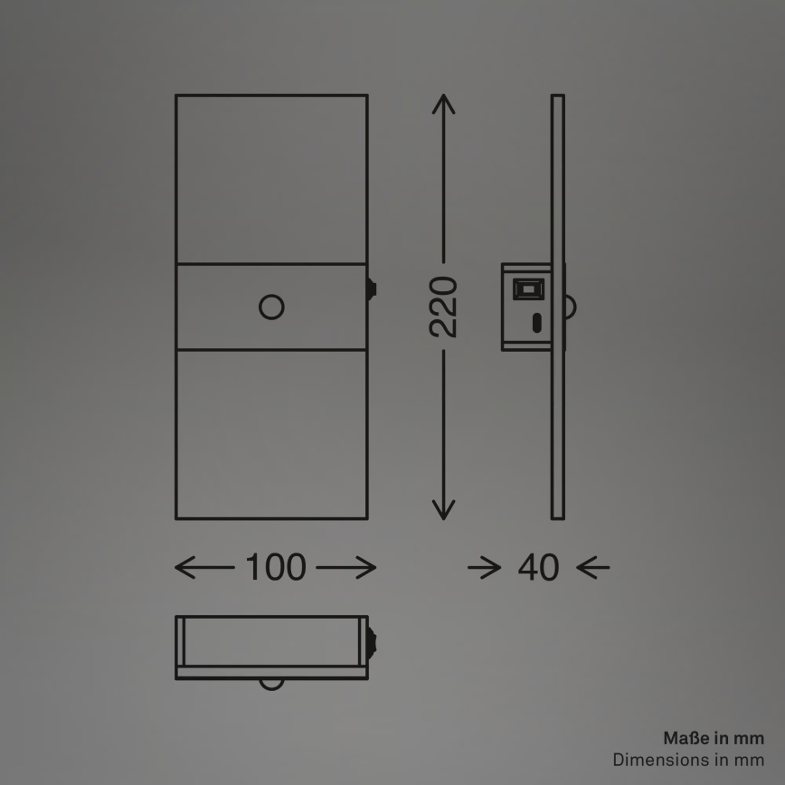 Briloner 3888015 - LED Nabíjecí nástěnné svítidlo se senzorem pohybu a soumraku AURA LED/2,5W/5V 1800 mAh černá