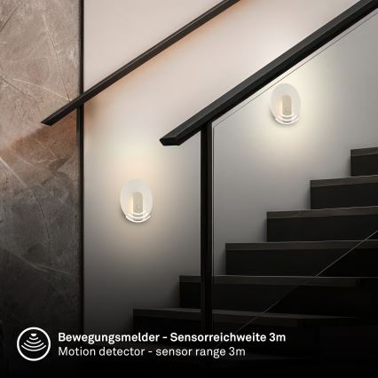 Briloner 3889012 - LED Nabíjecí nástěnné svítidlo se senzorem pohybu a soumraku TARO LED/2,5W/5V 1800 mAh matný chrom