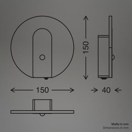 Briloner 3889012 - LED Nabíjecí nástěnné svítidlo se senzorem pohybu a soumraku TARO LED/2,5W/5V 1800 mAh matný chrom