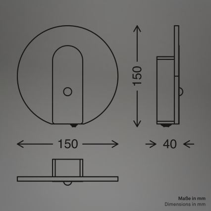 Briloner 3889015 - LED Nabíjecí nástěnné svítidlo se senzorem pohybu a soumraku TARO LED/2,5W/5V 1800 mAh černá