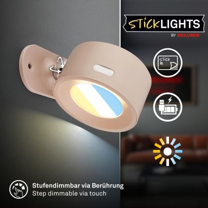 Briloner 3896011 - LED Stmívatelné nabíjecí nástěnné svítidlo TARI LED/1,6W/5V 1500 mAh béžová