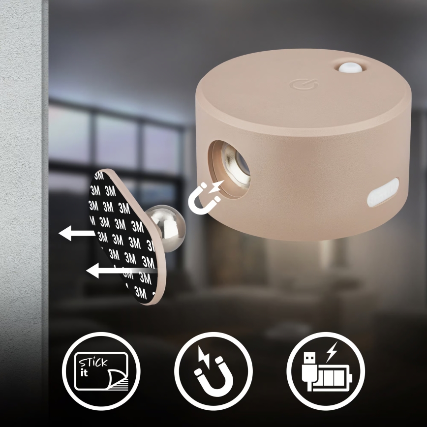 Briloner 3896011 - LED Stmívatelné nabíjecí nástěnné svítidlo TARI LED/1,6W/5V 1500 mAh béžová