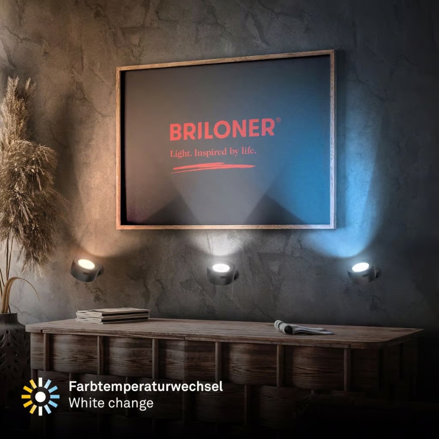 Briloner 3896015 - LED Stmívatelné nabíjecí nástěnné svítidlo TARI LED/1,6W/5V 1500 mAh černá