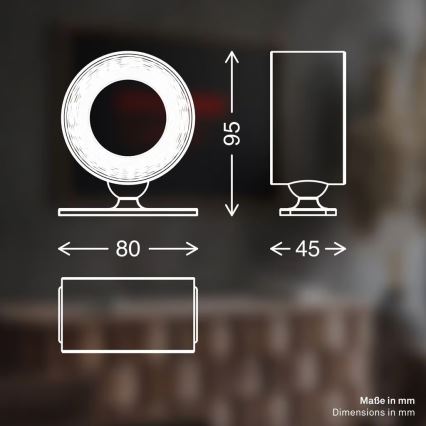 Briloner 3896015 - LED Stmívatelné nabíjecí nástěnné svítidlo TARI LED/1,6W/5V 1500 mAh černá