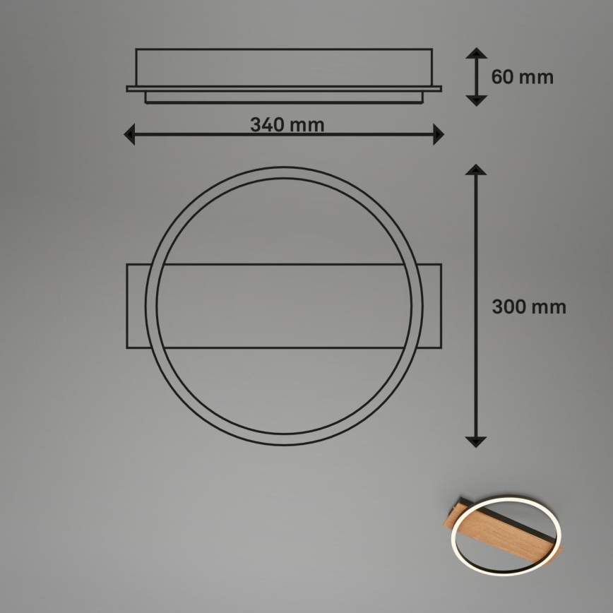Briloner 3908-014 - LED Stropní svítidlo KADA LED/14W/230V pr. 30 cm černá/hnědá