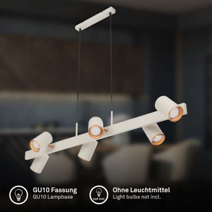Briloner 4058064 - Lustr na lanku ERA 6xGU10/10W/230V krémová